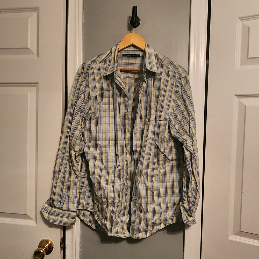 Perry Ellis Blue and Yellow Plaid Shirt